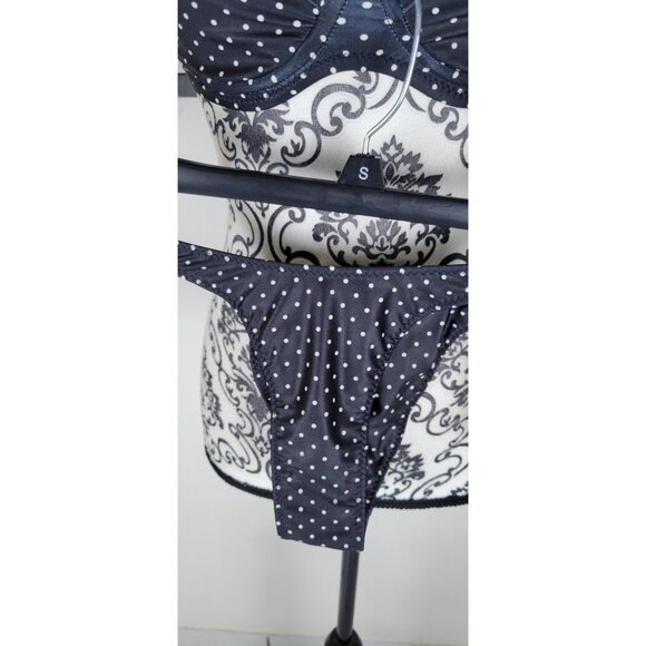 SAME Bikiny Set 2pc Womens Swim The Lady Bra 90's Polka Dot Sz Xs Black/White - Picture 2 of 11